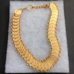 Stunning Gold Tone Double Sided Coin Necklace